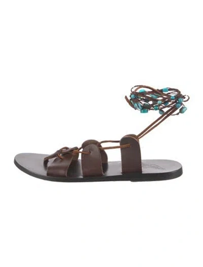 Pre-owned Ancient Greek Sandals Leather Gladiator Sandals In Brown