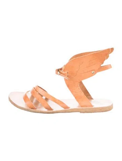 Pre-owned Ancient Greek Sandals Leather Gladiator Sandals In Brown