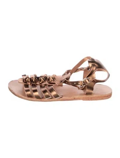 Pre-owned Ancient Greek Sandals Leather Gladiator Sandals In Brown
