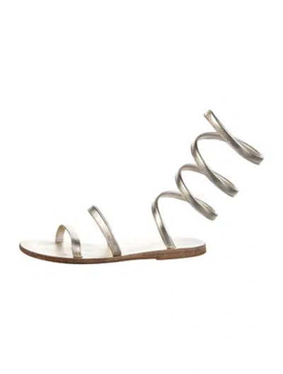 Pre-owned Ancient Greek Sandals Leather Gladiator Sandals In Gold