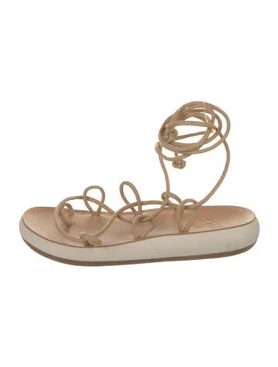Pre-owned Ancient Greek Sandals Leather Gladiator Sandals In Gold
