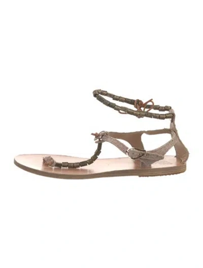 Pre-owned Ancient Greek Sandals Leather Gladiator Sandals In Neutral