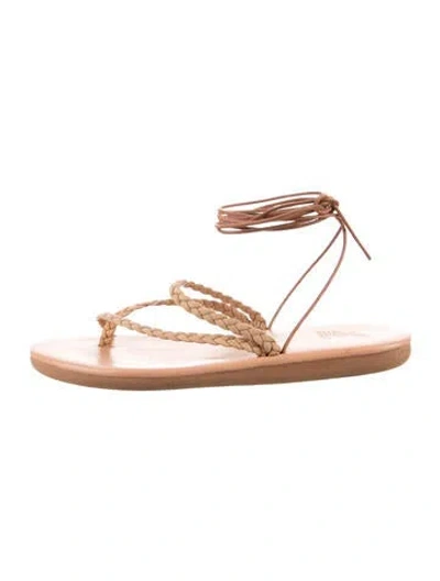 Pre-owned Ancient Greek Sandals Leather Gladiator Sandals In Neutral