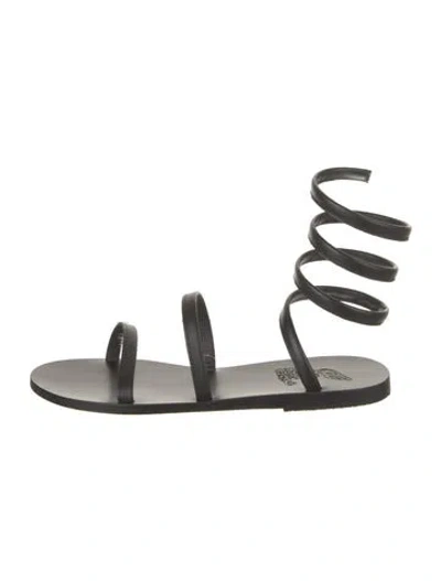 Pre-owned Ancient Greek Sandals Leather Gladiator Sandals W/ Tags In Black