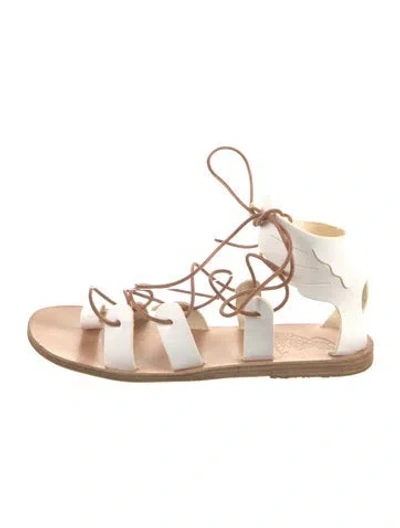 Pre-owned Ancient Greek Sandals Leather Gladiator Sandals In White