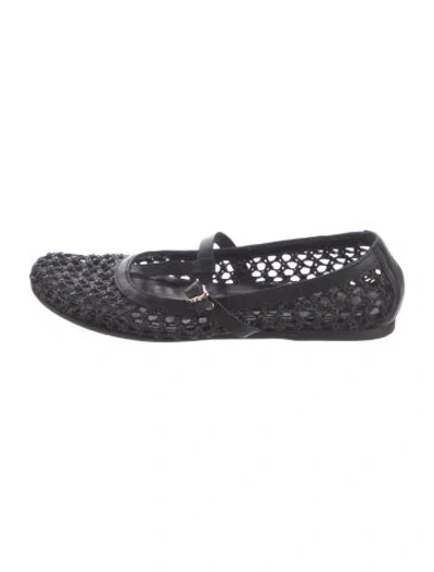 Pre-owned Ancient Greek Sandals Leather Lace Pattern Mary Jane Flats In Black
