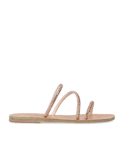 Ancient Greek Sandals Leather Polytimi Embellished Sandals In Pink