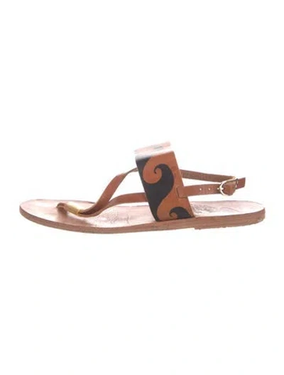 Pre-owned Ancient Greek Sandals Leather Printed Gladiator Sandals