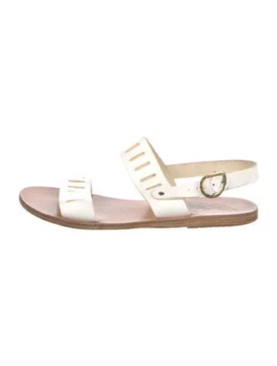 Pre-owned Ancient Greek Sandals Leather Printed Slingback Sandals In White