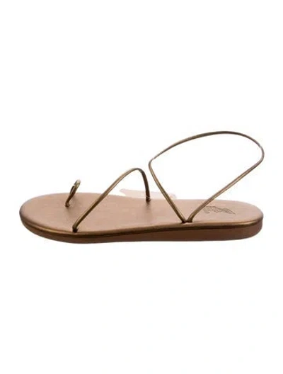 Pre-owned Ancient Greek Sandals Leather Sandals In Gold/metallic