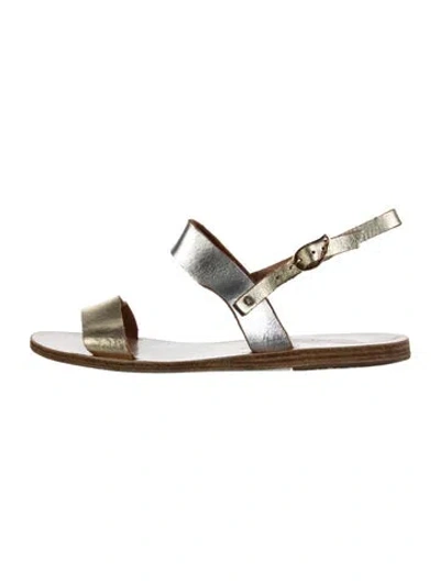Pre-owned Ancient Greek Sandals Leather Sandals In Gold/silver
