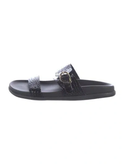 Pre-owned Ancient Greek Sandals Leather Slides In Black