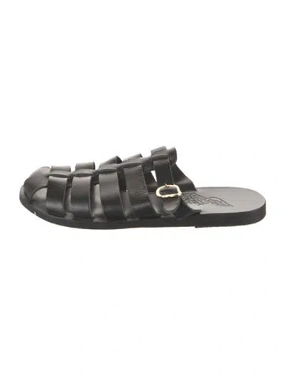 Pre-owned Ancient Greek Sandals Leather Slides In Black