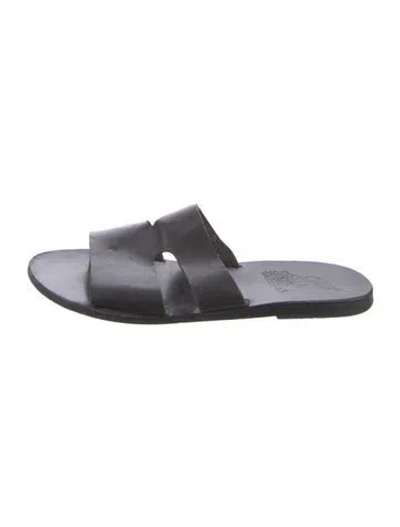 Pre-owned Ancient Greek Sandals Leather Slides In Black