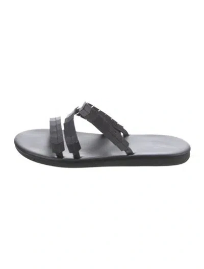 Pre-owned Ancient Greek Sandals Leather Slides In Black