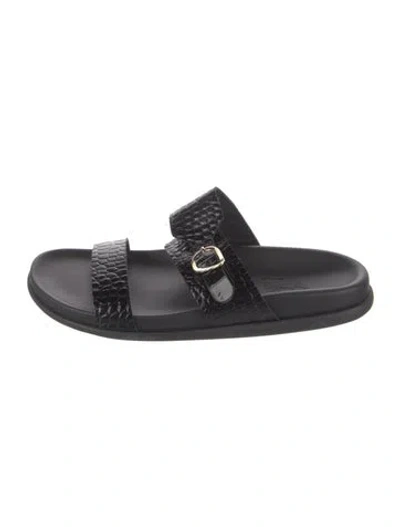 Pre-owned Ancient Greek Sandals Leather Slides In Black