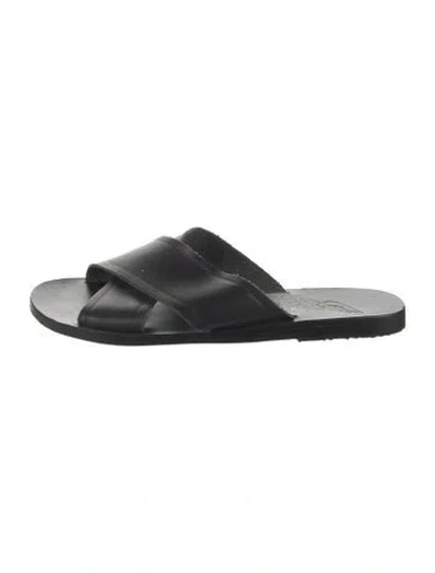 Pre-owned Ancient Greek Sandals Leather Slides In Black