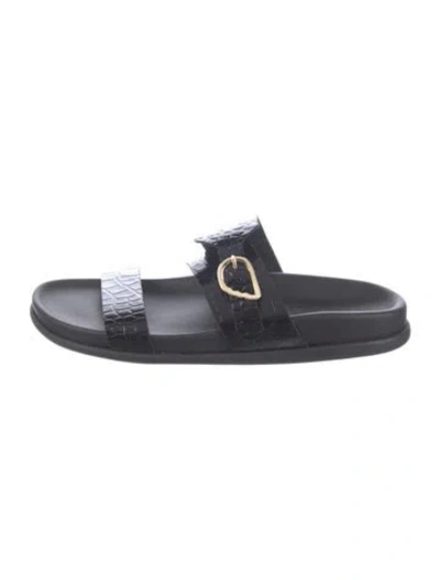 Pre-owned Ancient Greek Sandals Leather Slides In Black