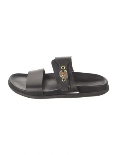 Pre-owned Ancient Greek Sandals Leather Slides In Black