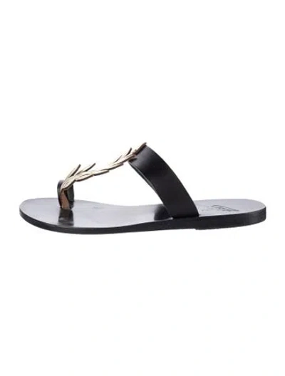 Pre-owned Ancient Greek Sandals Leather Slides In Black