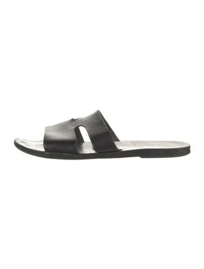 Pre-owned Ancient Greek Sandals Leather Slides In Black