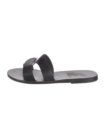 Pre-owned Ancient Greek Sandals Leather Slides In Black