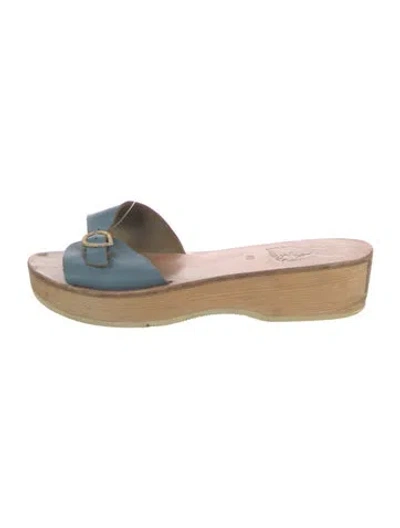 Pre-owned Ancient Greek Sandals Leather Slides In Blue