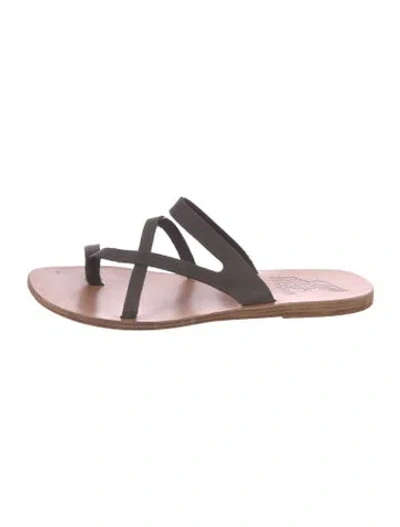 Pre-owned Ancient Greek Sandals Leather Slides In Brown