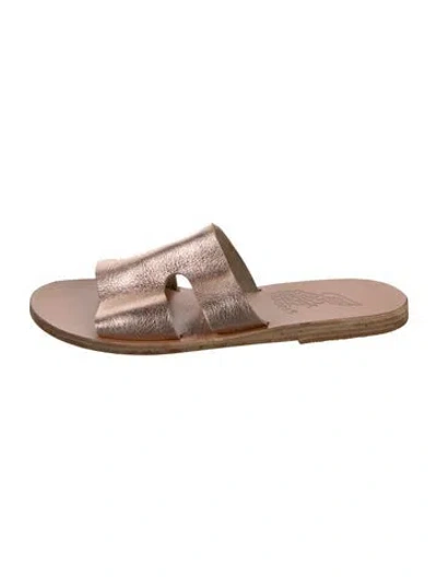 Pre-owned Ancient Greek Sandals Leather Slides In Metallic/pink