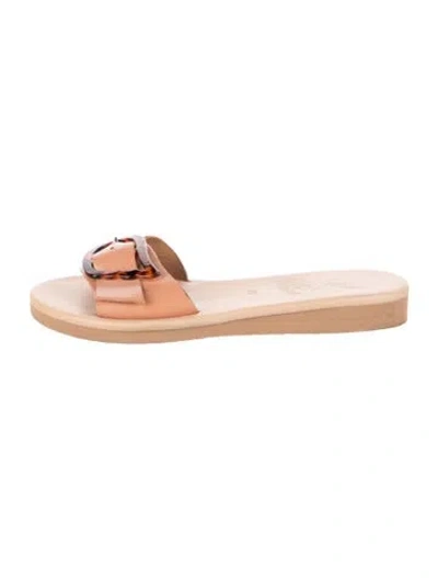 Pre-owned Ancient Greek Sandals Leather Slides In Neutral
