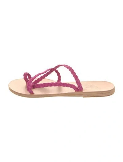 Pre-owned Ancient Greek Sandals Leather Slides In Pink