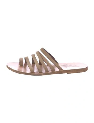 Pre-owned Ancient Greek Sandals Leather Slides In Silver