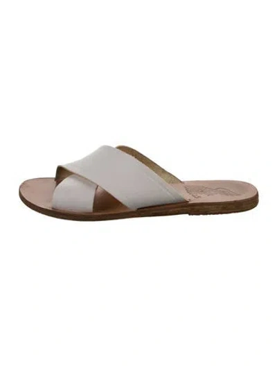 Pre-owned Ancient Greek Sandals Leather Slides In Silver