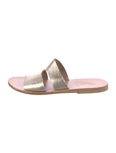 Pre-owned Ancient Greek Sandals Leather Slides In Silver