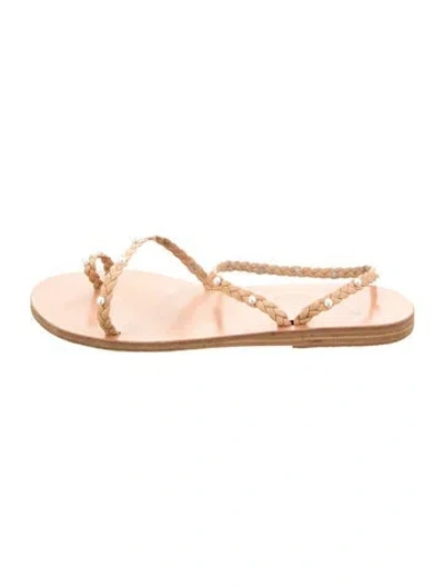 Pre-owned Ancient Greek Sandals Leather Slingback Flats In Neutral