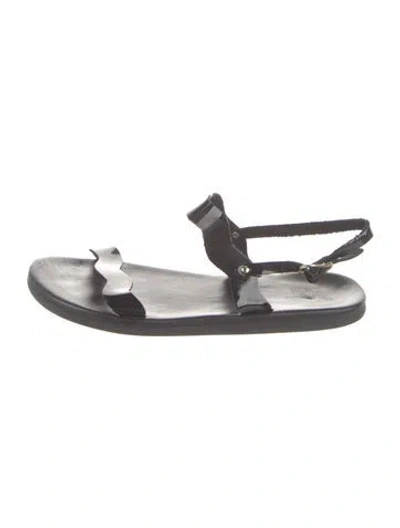 Pre-owned Ancient Greek Sandals Leather Slingback Sandals In Black