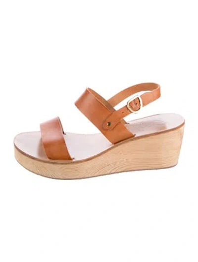 Pre-owned Ancient Greek Sandals Leather Slingback Sandals In Neutral