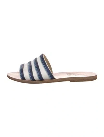 Pre-owned Ancient Greek Sandals Leather Striped Slides In Blue