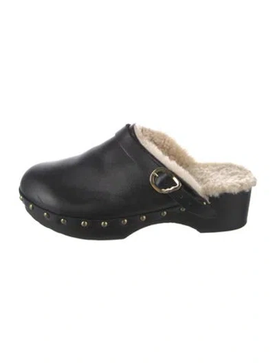Pre-owned Ancient Greek Sandals Leather Studded Accents Mules In Black