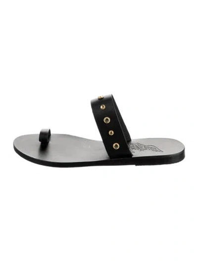 Pre-owned Ancient Greek Sandals Leather Studded Accents Sandals In Black