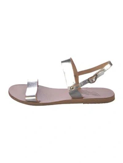 Pre-owned Ancient Greek Sandals Leather Studded Accents Sandals In Silver