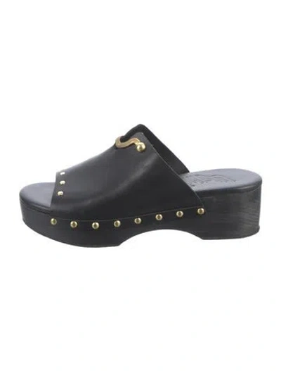 Pre-owned Ancient Greek Sandals Leather Studded Accents Slides In Black