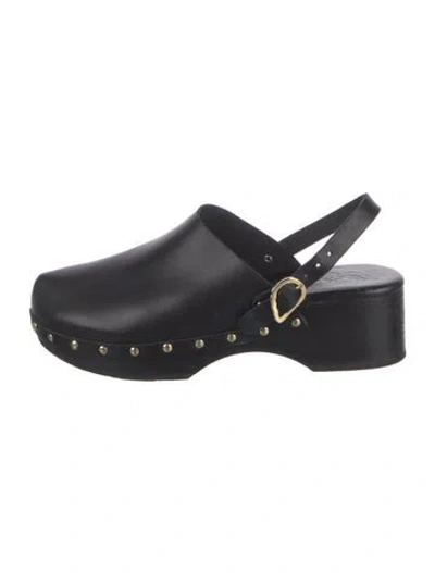 Pre-owned Ancient Greek Sandals Leather Studded Accents Slingback Pumps In Black