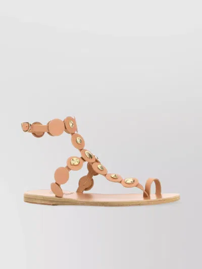 Ancient Greek Sandals Leather Thong Sandals Circular Embellishments
