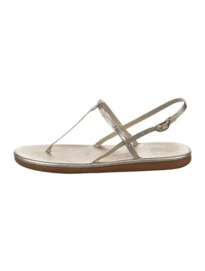 Pre-owned Ancient Greek Sandals Leather T-strap Sandals In Gold
