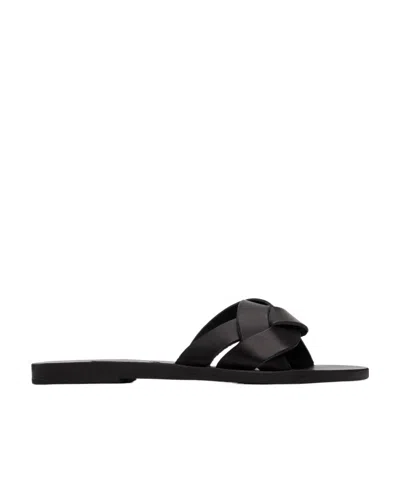Ancient Greek Sandals Logo Flat Slippers In Black