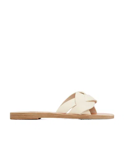 Ancient Greek Sandals Logo Flat Slippers In Nude