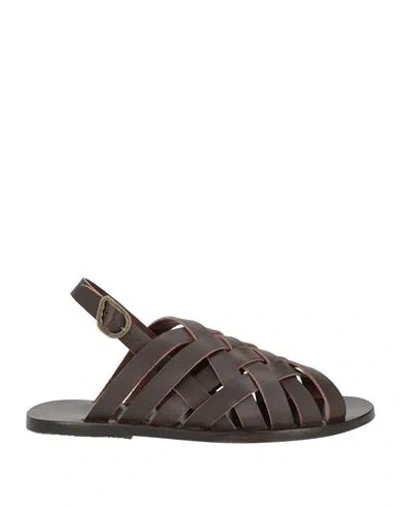 Ancient Greek Sandals Man Sandals Dark Brown Size 6 Cowhide In Multi