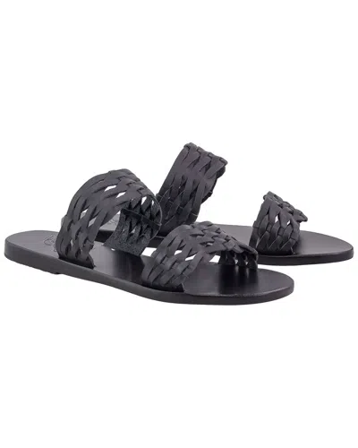 Ancient Greek Sandals Melia Woven Leather Sandal In Black