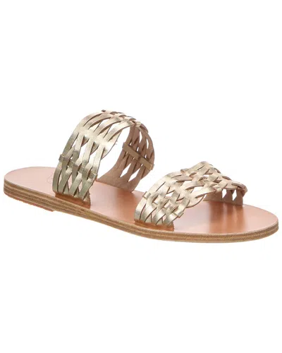 Ancient Greek Sandals Melia Woven Leather Sandal In Silver